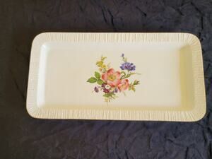 Vintage Thomas Germany Porcelain Rectangular Platter 16" Floral Gold Trim 1959